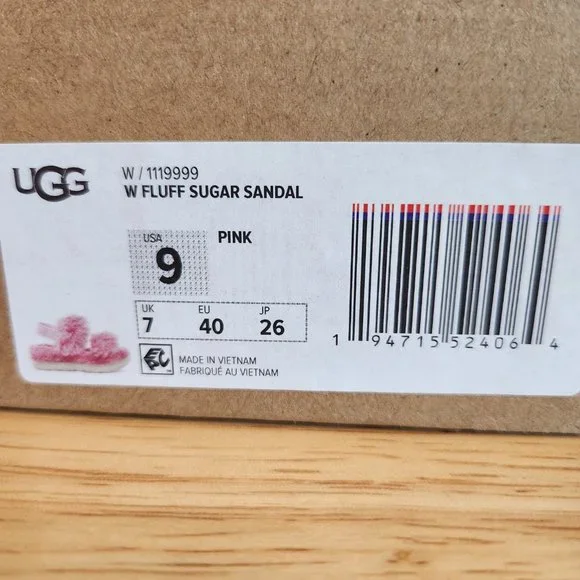 UGG Sugar Fluff Faux Fur Sandals-Pink Size 9 Women NWT - Picture 4 of 4